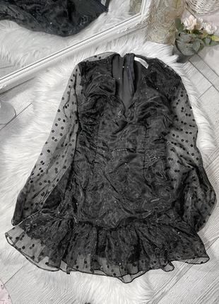 Чёрное платье в горох7 фото
