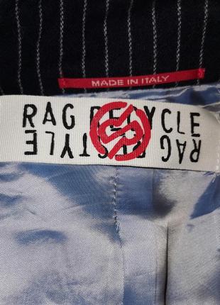 Шерстяной пиджак в полоску с бахромой ra re на кнопках rag restyle recycle жакет блейзер9 фото
