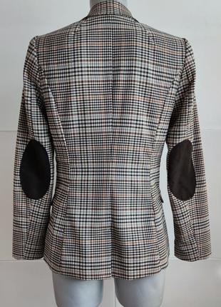 Стильный пиджак h&m модного кроя в клетку с налокотниками3 фото