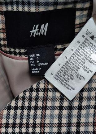 Стильный пиджак h&m модного кроя в клетку с налокотниками5 фото