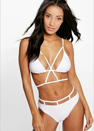 Верх купальника ліф з портупеєю білий