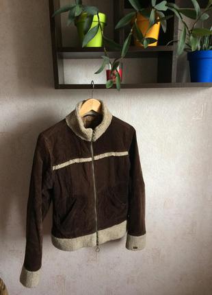 Осенняя вельветовая коричневая куртка4 фото