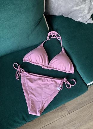 Купальник розовый пудра шторка мини бикини не завязочках2 фото