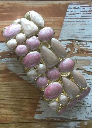 Браслет эмаль цвет розовый беж