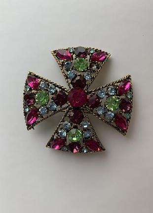 Вінтажна брошка-підвіска мальтійський хрест