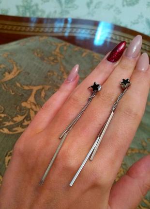 Нові довгі сережки пусети чорна зірка 🌟