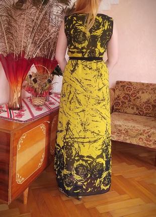 Довге шифонове плаття з принтом (летнее длинное платье в пол с принтом)2 фото