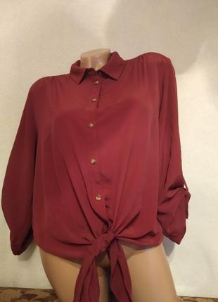 Блуза марсала с завязками 48/50р1 фото