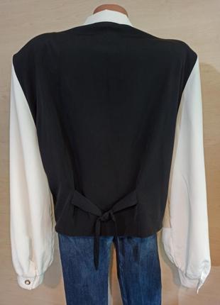Винтажная укороченная блуза комбинированной расцветки большой размер4 фото