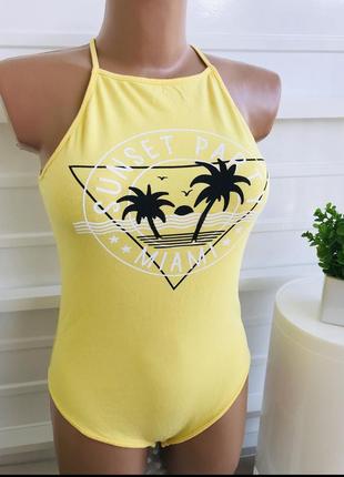 Класний стильний брендовий котонові боді комбідрес з пальмами 🌴