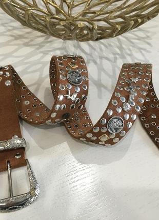 Эксклюзивный винтажный кожаный ремень заклепки