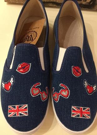 Мокасины слипоны текстильные размер 34 35   36