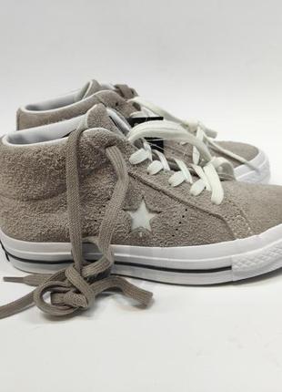 Кеди замшеві сірі високі converse класика нові для підлітків дітей2 фото