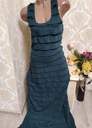 Шикарне легке смарагдове плаття в підлогу3 фото