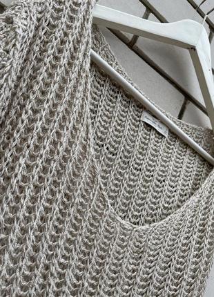 Шерстяная вязаная, ажурная кофта с люрексом, удлиненная по спинке,abercrombie &amp; fitch5 фото