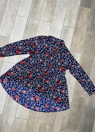Ассиметричная рубашка,цветочный принт,батал,большой размер(015)