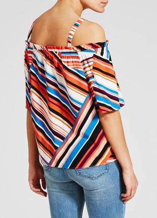 Яркая разноцветная блуза из вискозы открытым плечами1 фото