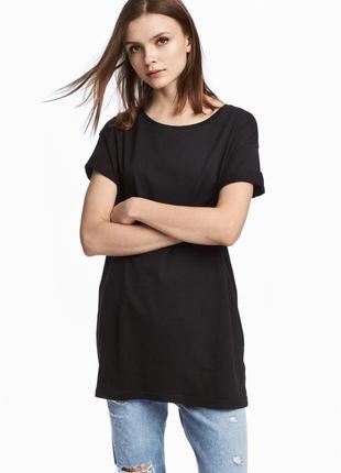 Женская удлиненная базовая футболка h&m basic