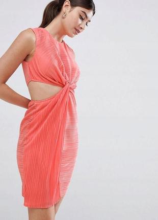 Плиссированное мини платье asos с перекрученным передом1 фото