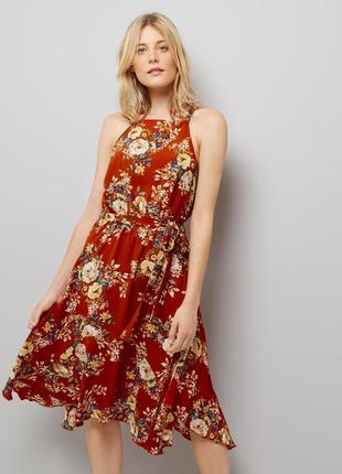 Шикарне плаття в цветочній принт new look/міді