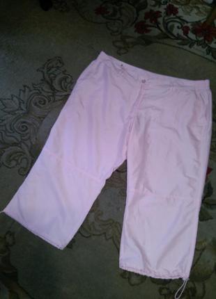Пудровые-розовые,легкие бриджи с карманами, большого размера-балал,m&amp;s9 фото