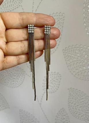 Винтажные нарядные серьги золотистые стразы (американская винтажная бижутерия)