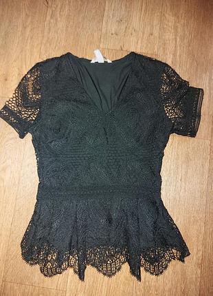 Красивая блузка футболка  гипюр макраме хс-с