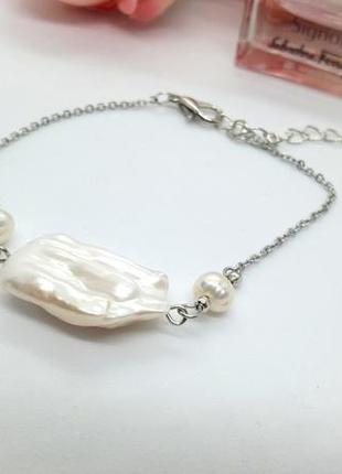 ⚜️🌺 браслет цепочка натуральный барочный жемчуг жемчужина