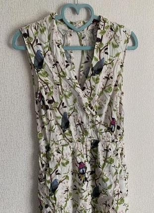 Сукня сарафан птиці принт з запахом2 фото