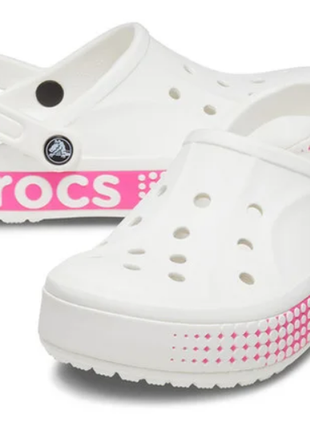 Crocs bayaband logo motion clog белые с розовым сабо6 фото