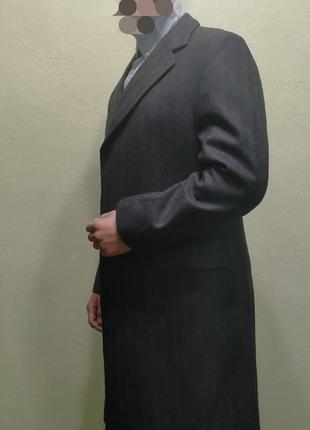 Мужское шерстяное тёмно-серое классическое пальто