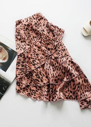 Красива спідниця з воланами в тваринний принт сатин хл 14