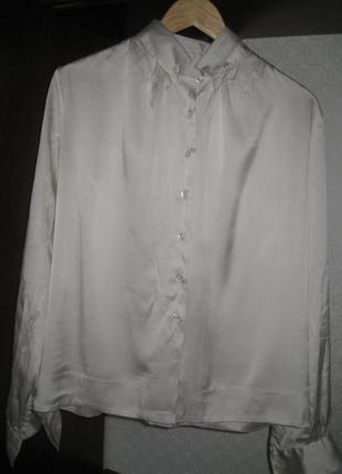 Жемчужная шелковая блуза большого размера, шелк2 фото