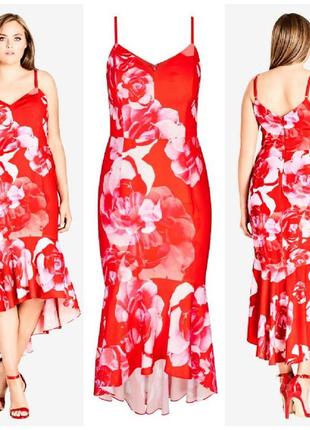 Шикарное платье на бретелях# сарафан floral dress city chic, ог 130/135 см