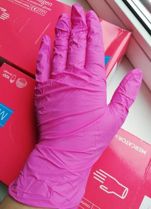 Перчатки nitrilex нитриловые розовые с коллагеном размер м 100 шт3 фото