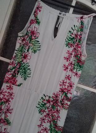 Платье летнее длинное белое с цветочным принтом р.48-507 фото