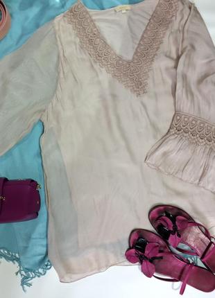 Женская  шёлковая  однотонная  блуза  свободного кроя италия7 фото