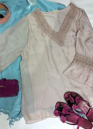 Женская  шёлковая  однотонная  блуза  свободного кроя италия9 фото
