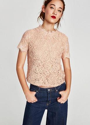 Блуза,футболка zara мереживо
