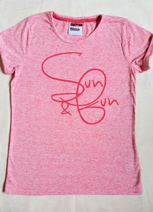 Біло-рожева меланжева футболка з принтом "yigga" німеччина на 9-10 років (134-140см)