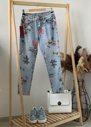 Модные джинсы в цветочный принт miss bonbon🇮🇹2 фото