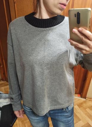 Укороченный свитшот с вязанным горлышком zara