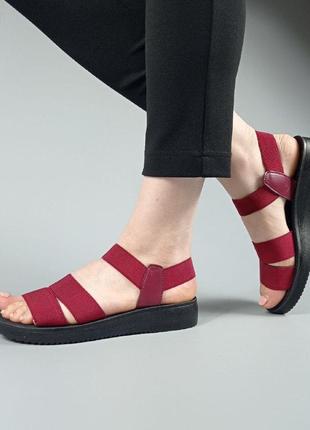 Женская летняя обувь - красные сандали босоножки на резинке женские 2021