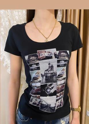 Чорна футболка на груди: 83-88см