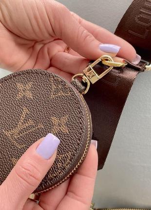 Классная трендовая сумка клатч 3 в 1 в стиле louis vuitton multi pochette коричневая сумочка7 фото