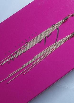 Стильные длинные серьги цепочки серебро