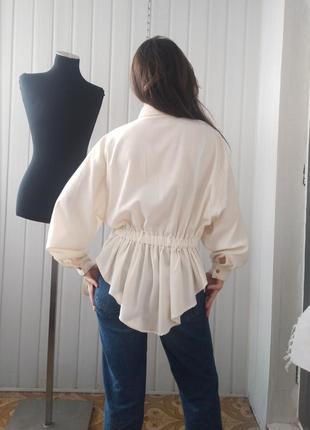 Блуза молочного цвета винтажная приталенная пышные рукава mexx , s,s/m4 фото