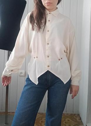 Блуза молочного цвета винтажная приталенная пышные рукава mexx , s,s/m2 фото