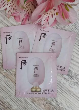 Корейская косметика the history of whoo essential sun base spf50+/pa+++ пробник
