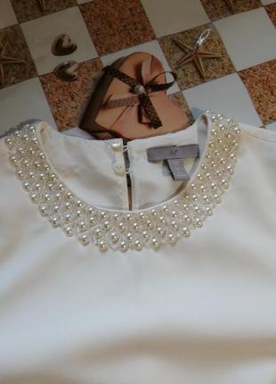 Платье с декором, кремового цвета от h&m.4 фото